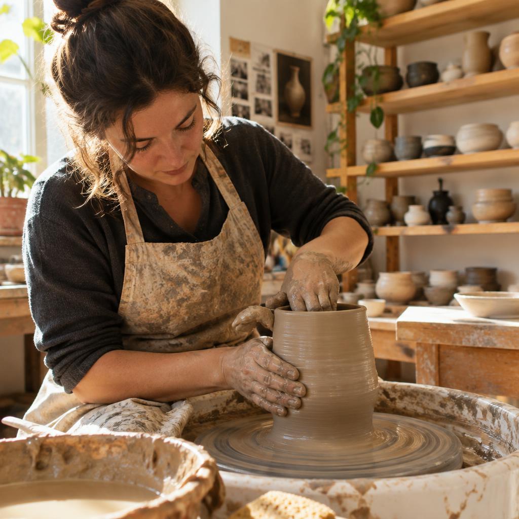 سرامیکار پشت چرخ سفالگری
